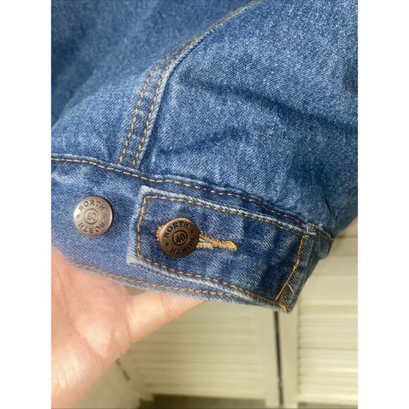 North 40 Men's Sherpa Lined Jacket Men's Blue Button Up Denim Trucker Sz Large - Picture 11 of 11